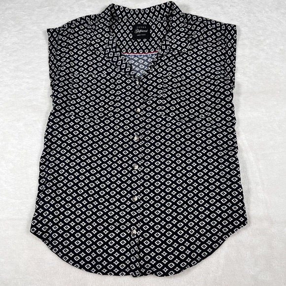 Jachs Girlfriend Short Sleeve Button Down Shirt Women Medium Blue Y2K Academia - Picture 2 of 7